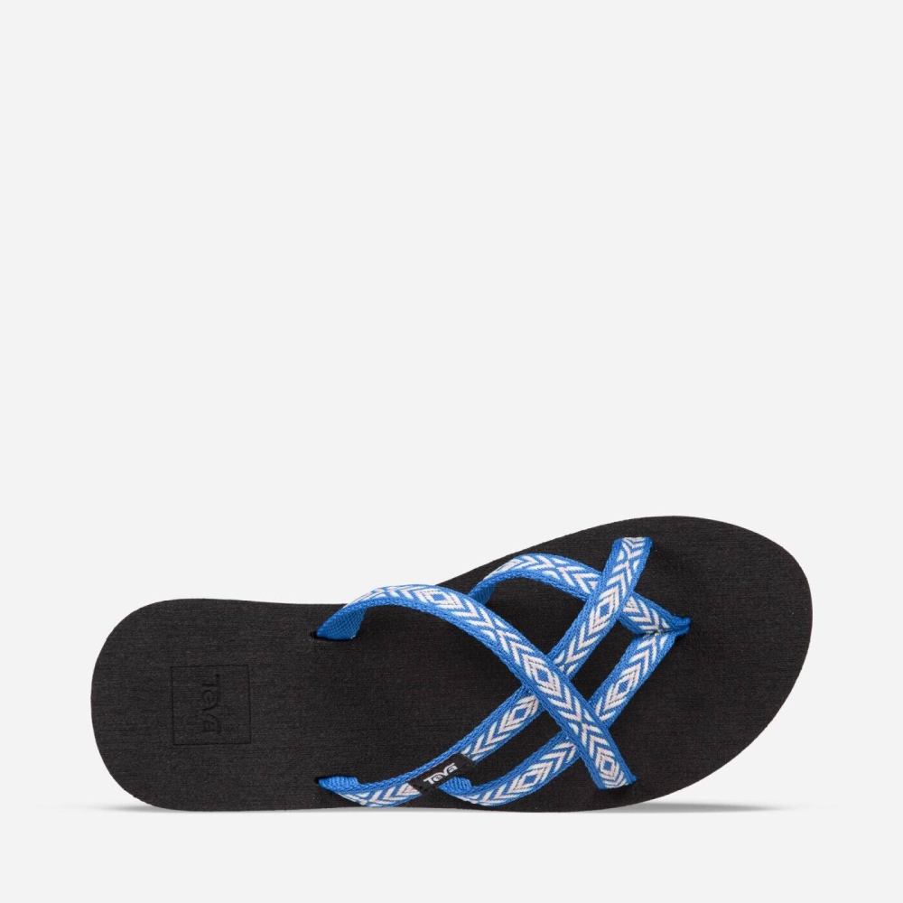 Women's Teva Olowahu Flip Flops Blue | 695183ZAV