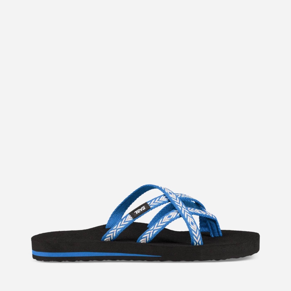 Women\'s Teva Olowahu Flip Flops Blue | 695183ZAV