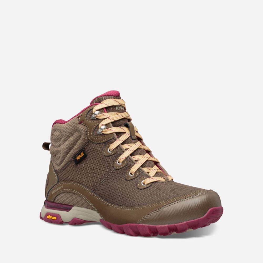 Women's Teva Sugarpine Mid WP Boots Chocolate | 514872HCA