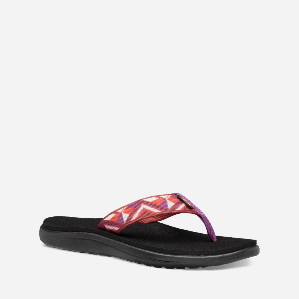 Women's Teva Voya Flip Flops Black Red | 482561JKC