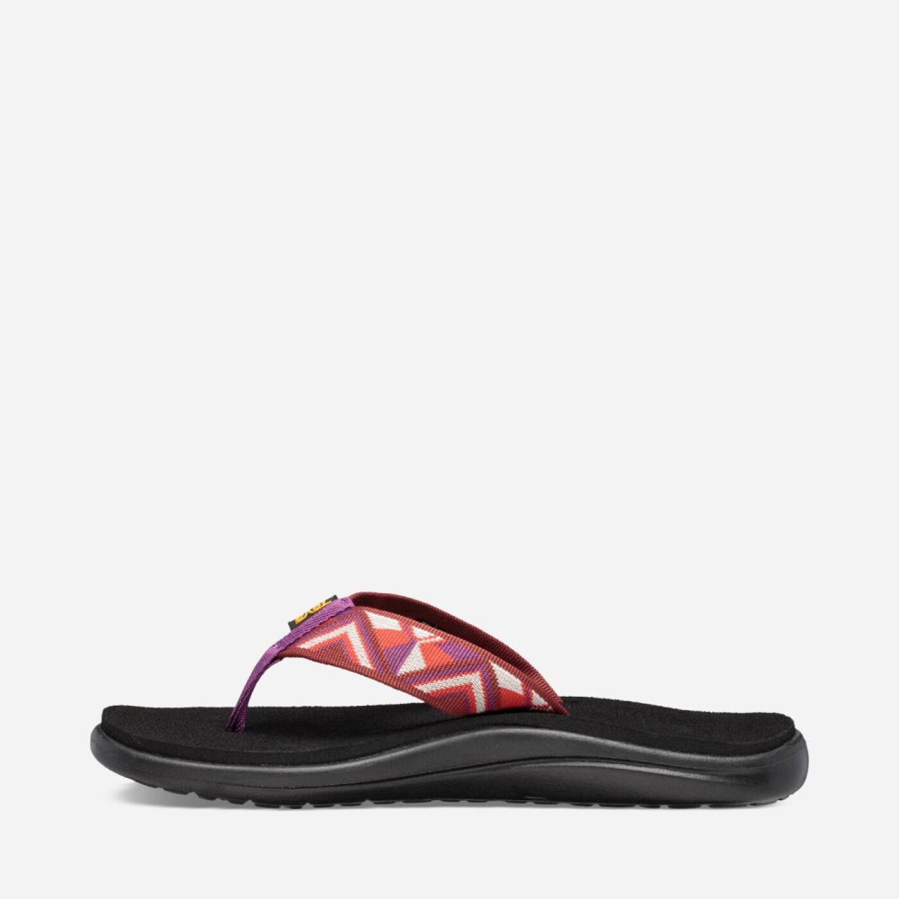 Women's Teva Voya Flip Flops Black Red | 482561JKC