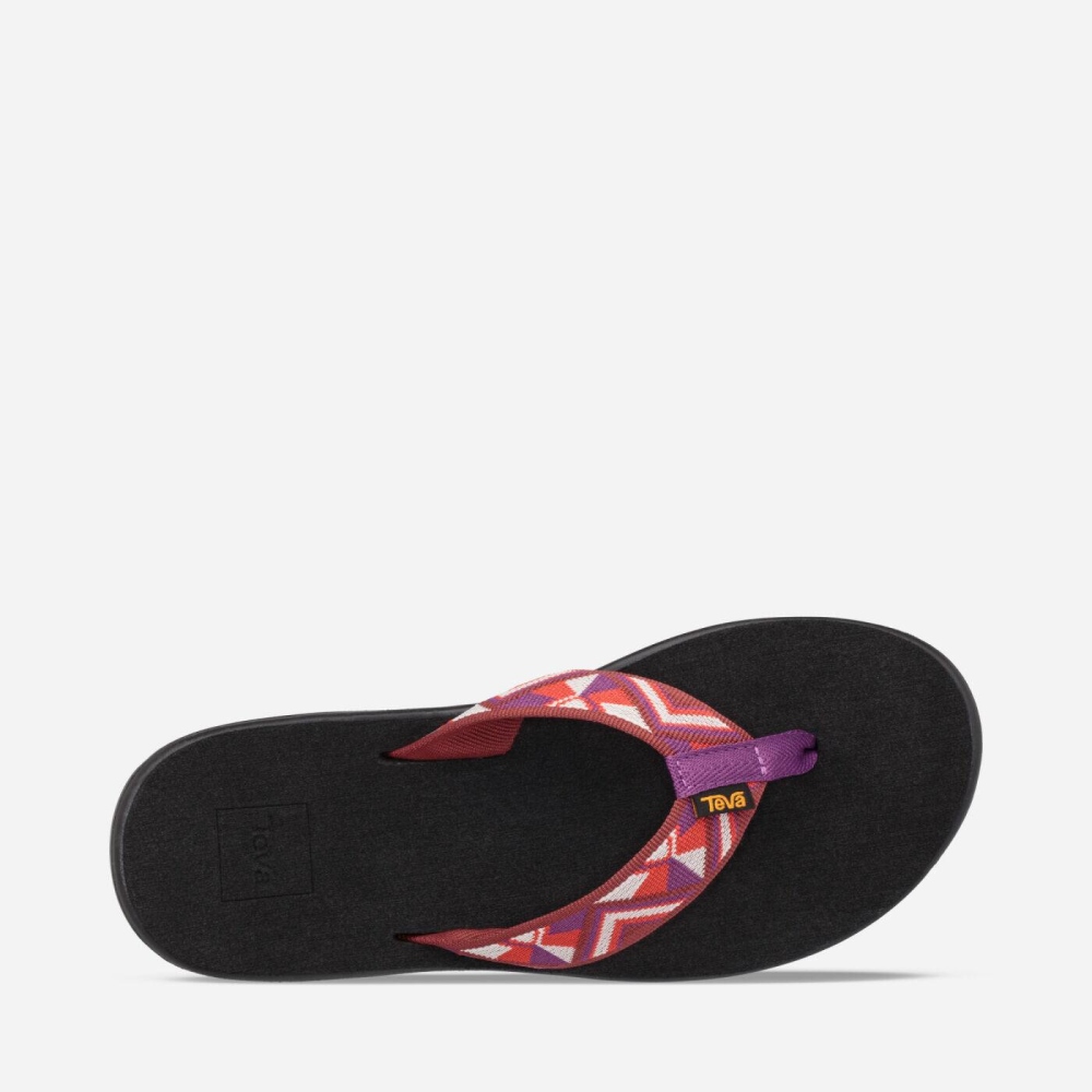 Women's Teva Voya Flip Flops Black Red | 482561JKC