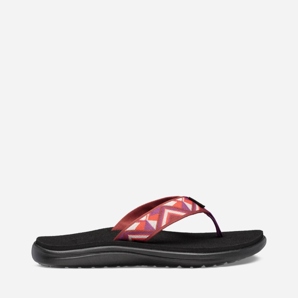 Women\'s Teva Voya Flip Flops Black Red | 482561JKC