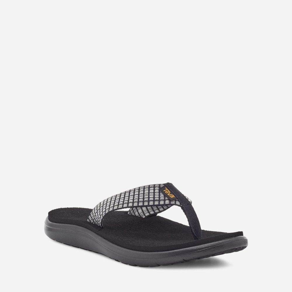 Women's Teva Voya Flip Flops Black White | 731064SCY