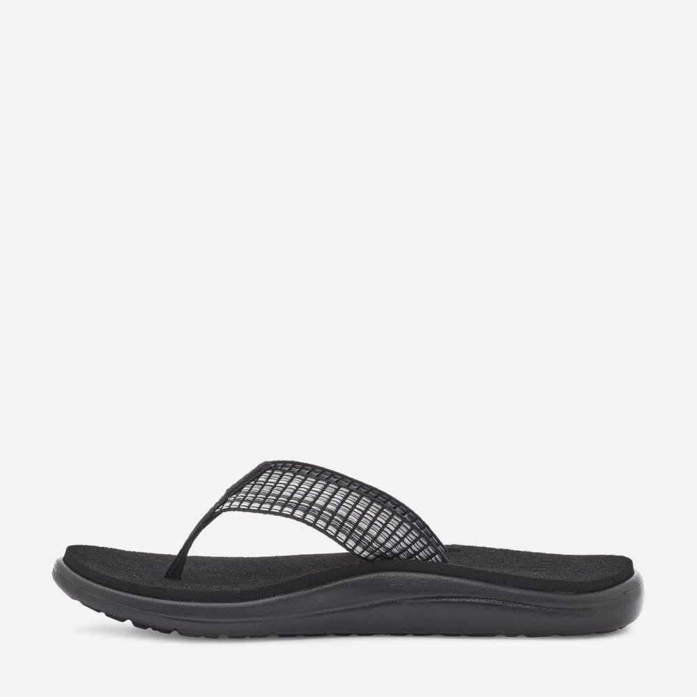 Women's Teva Voya Flip Flops Black White | 731064SCY