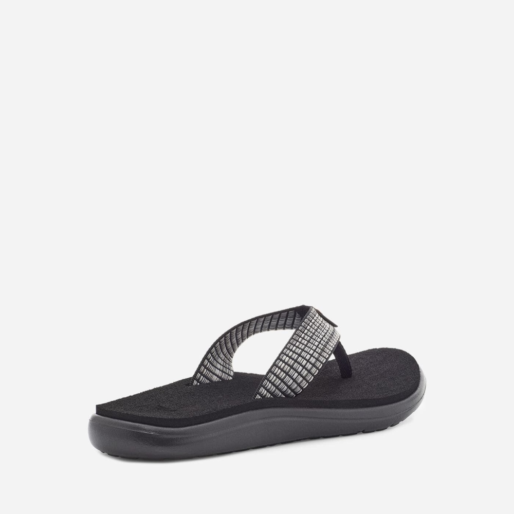 Women's Teva Voya Flip Flops Black White | 731064SCY