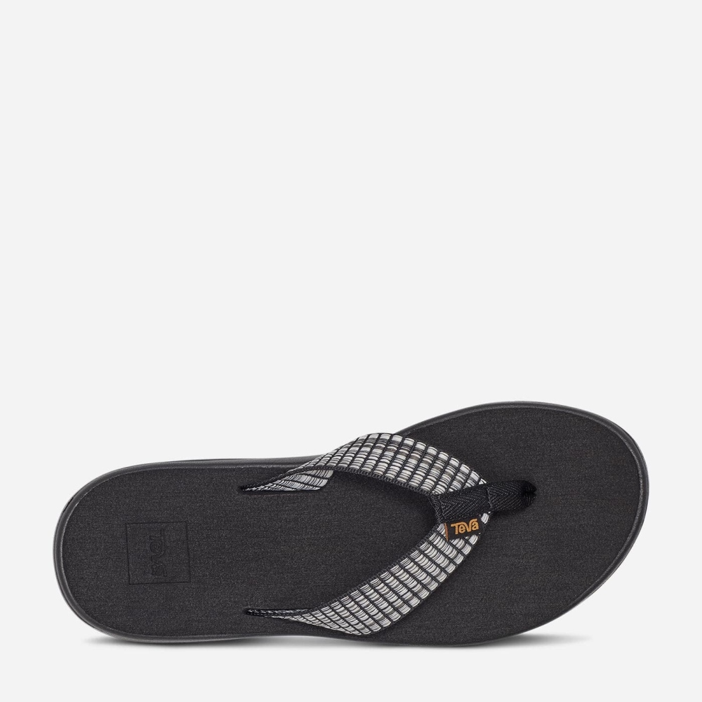 Women's Teva Voya Flip Flops Black White | 731064SCY