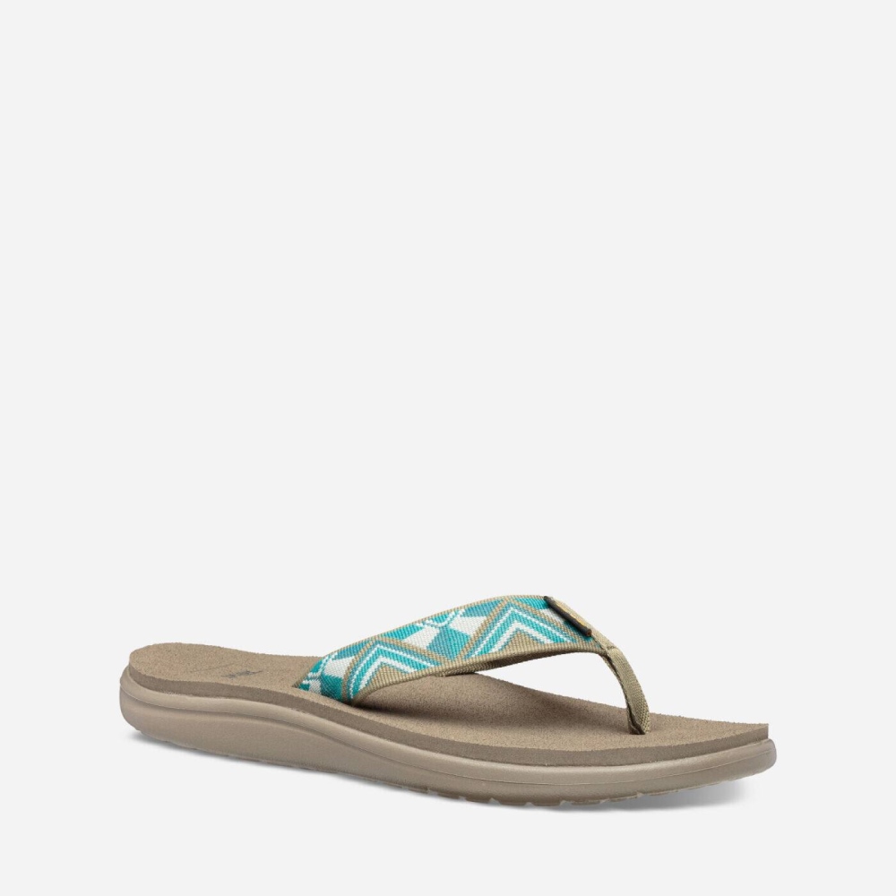 Women's Teva Voya Flip Flops Khaki Green | 526703TRI