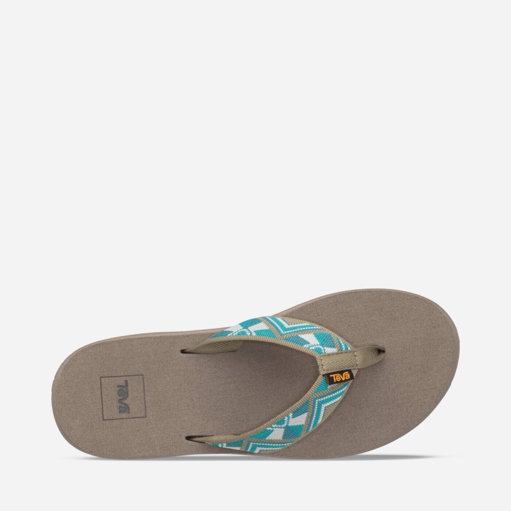 Women's Teva Voya Flip Flops Khaki Green | 526703TRI