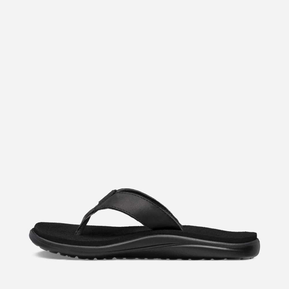 Women's Teva Voya Leather Flip Flops Black | 402693KEU