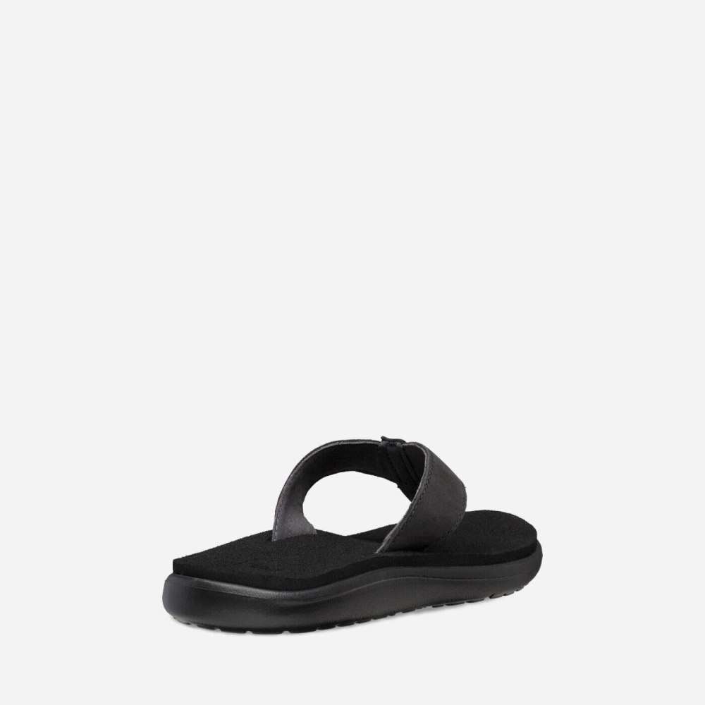 Women's Teva Voya Leather Flip Flops Black | 402693KEU