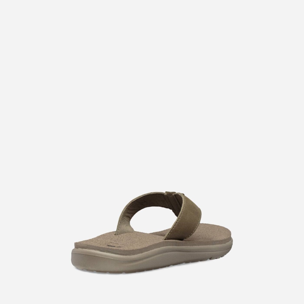 Women's Teva Voya Leather Flip Flops Olive | 632548YTQ