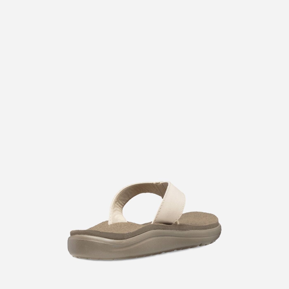 Women's Teva Voya Leather Flip Flops White | 815036ZRT