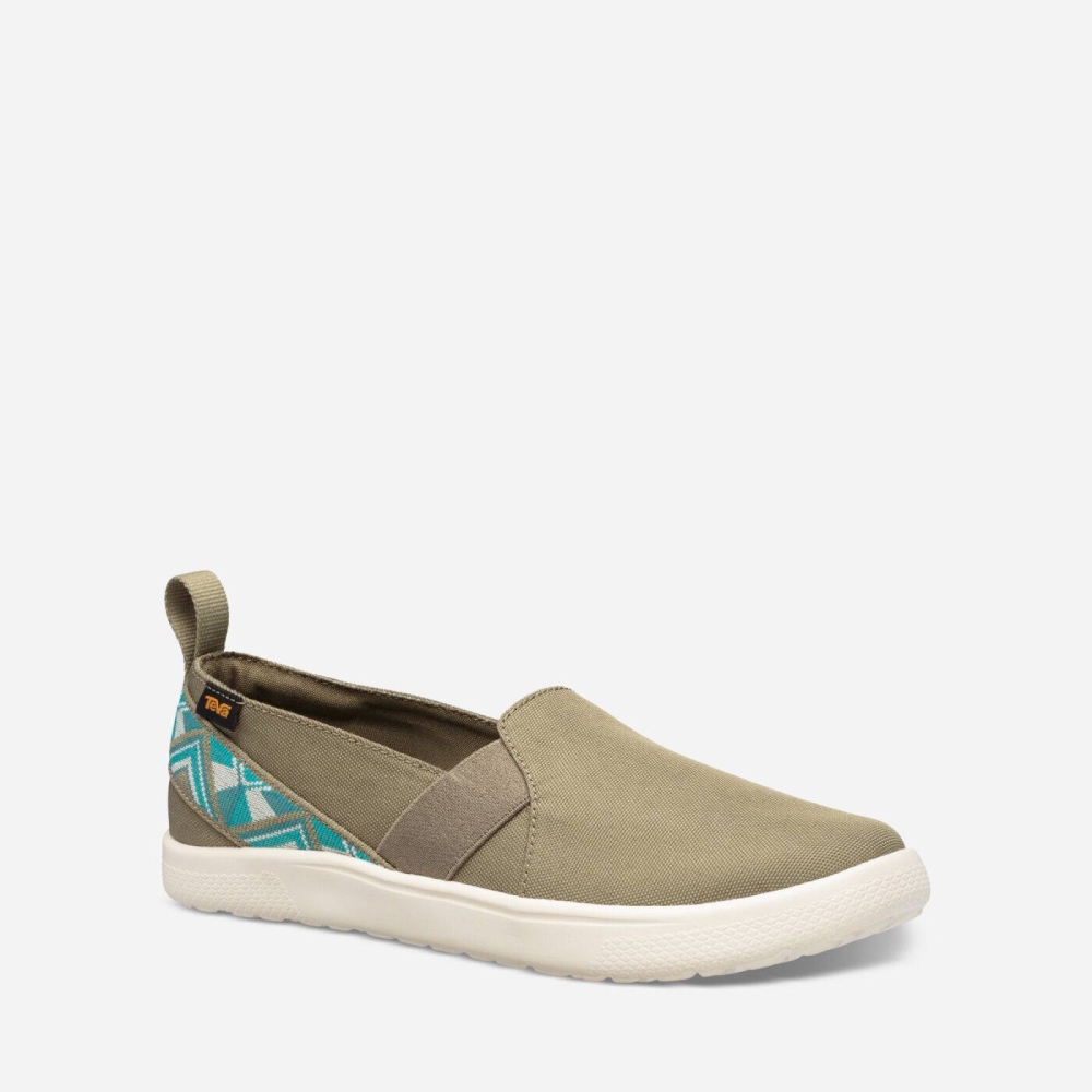 Women's Teva Voya Slip On Shoes Olive | 395670SJV