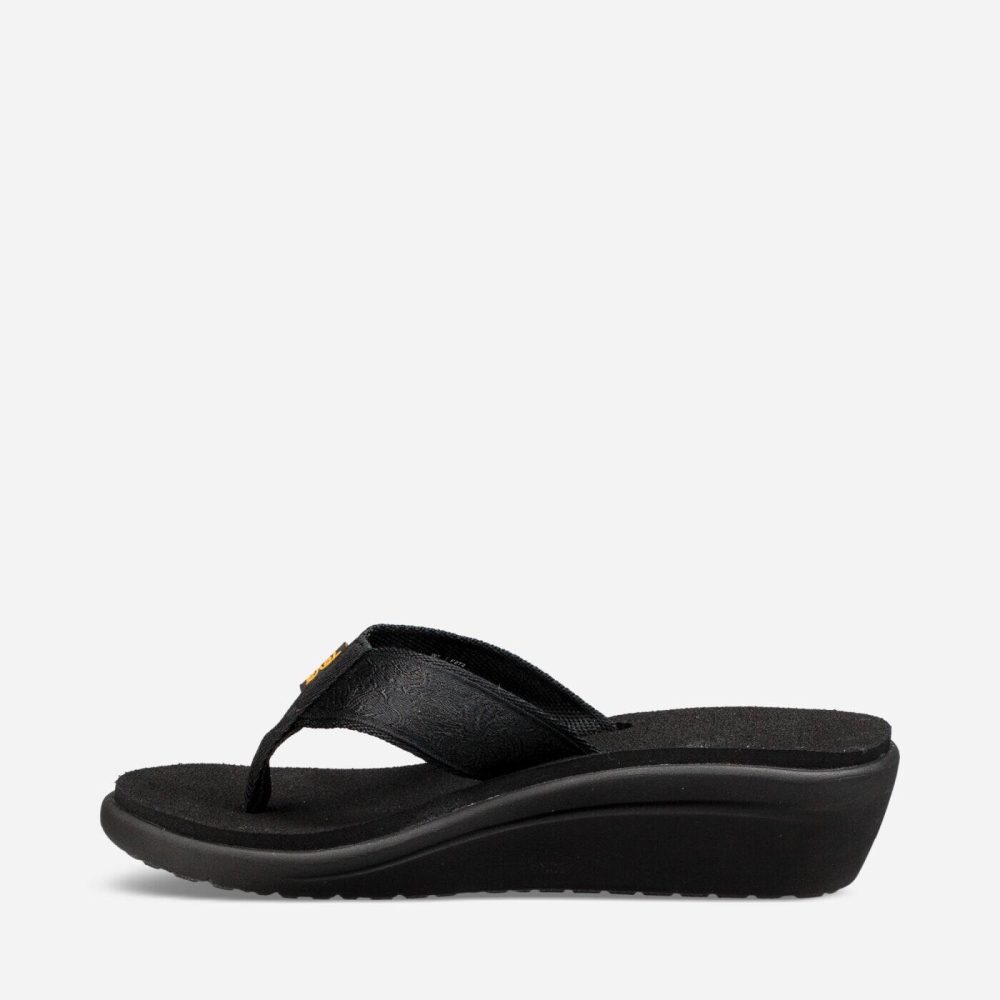 Women's Teva Voya Wedge Flip Flops Black | 235689OES