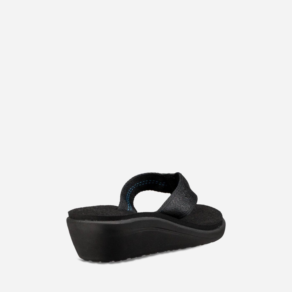 Women's Teva Voya Wedge Flip Flops Black | 235689OES