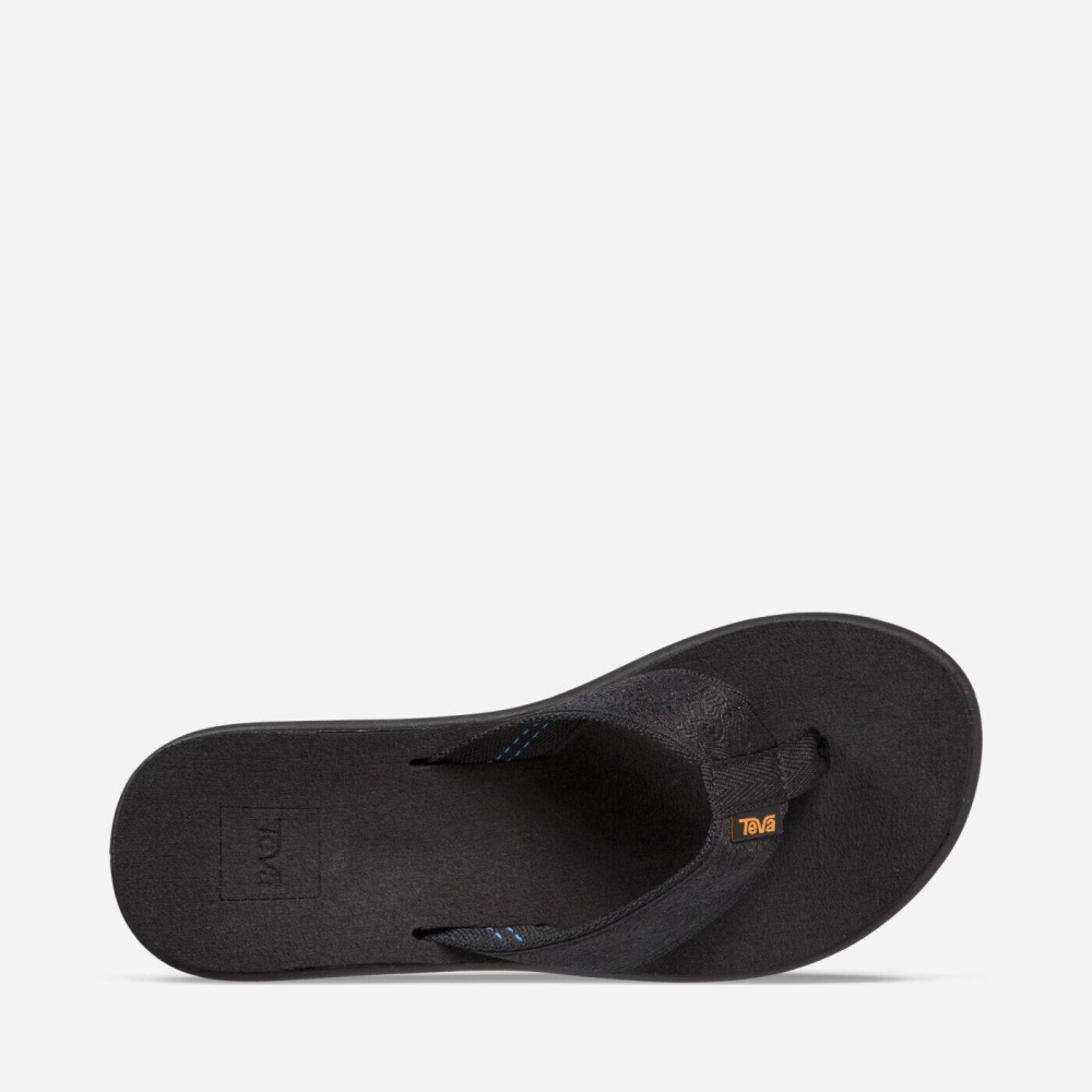 Women's Teva Voya Wedge Flip Flops Black | 235689OES