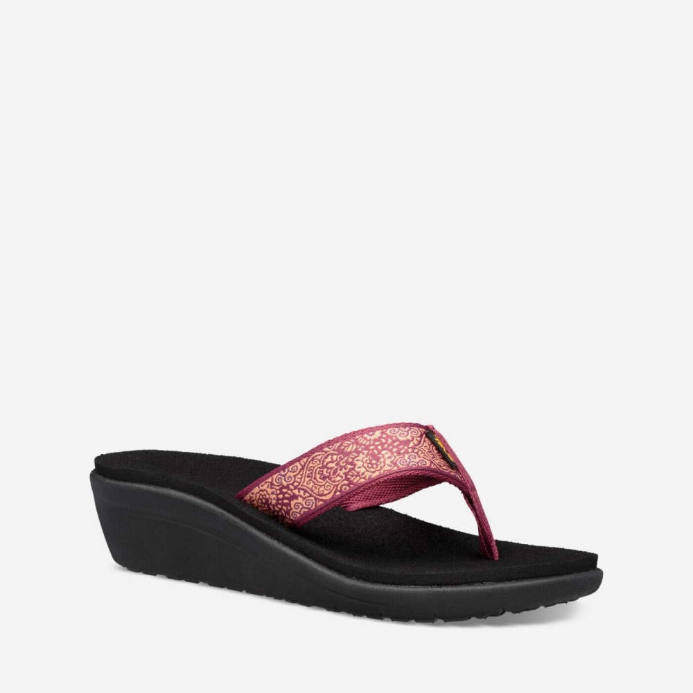 Women's Teva Voya Wedge Flip Flops Red Black | 925867FYG