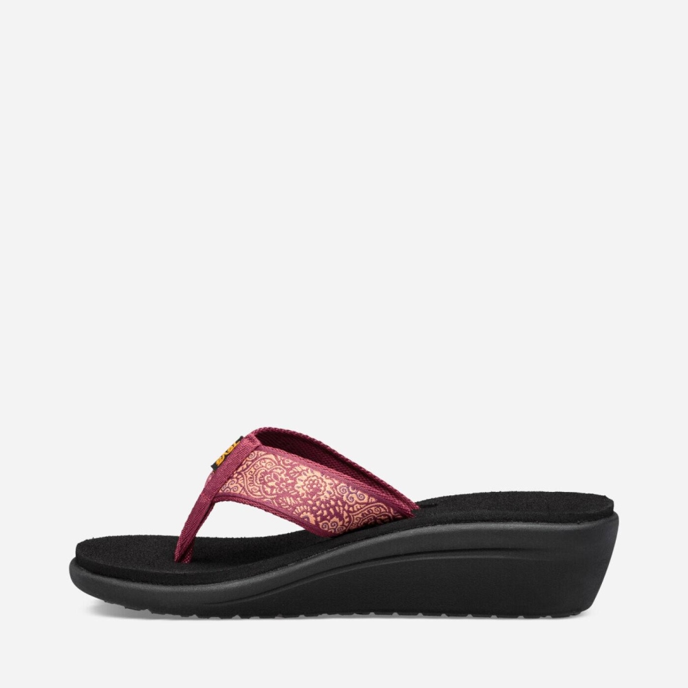 Women's Teva Voya Wedge Flip Flops Red Black | 925867FYG