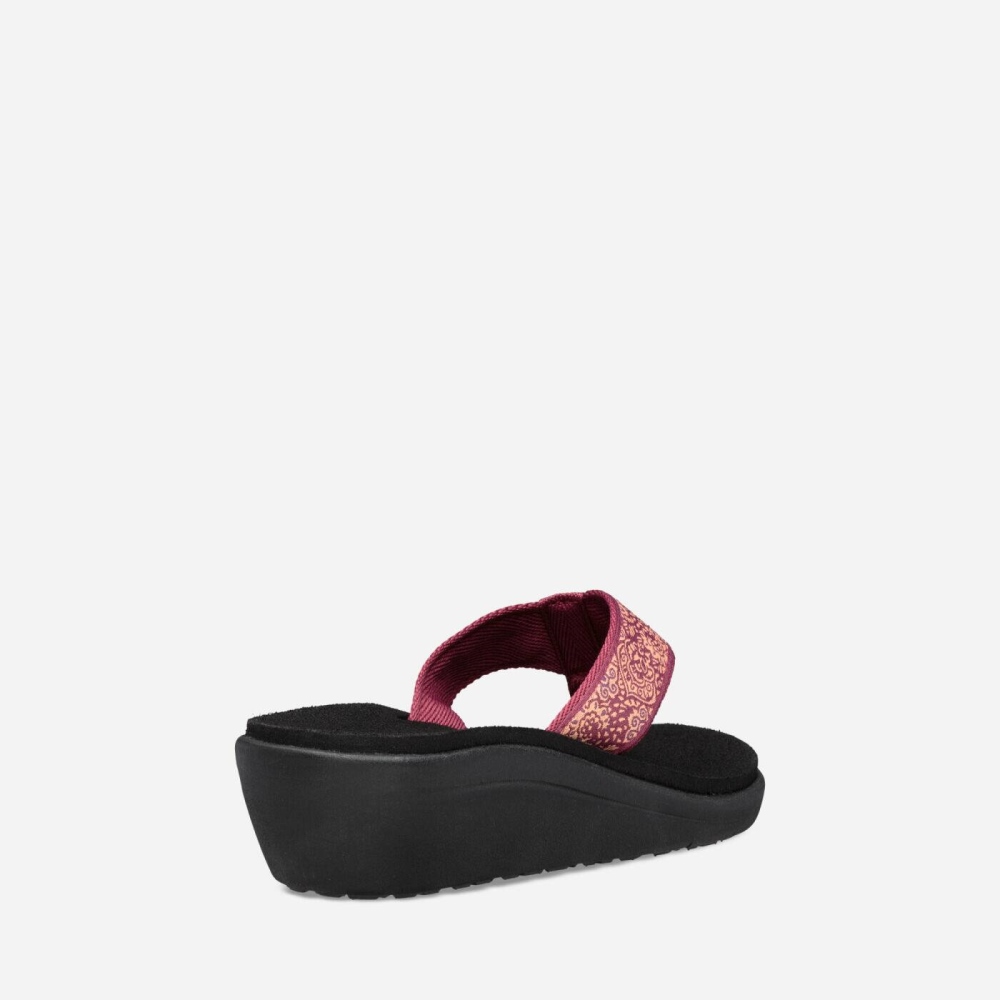 Women's Teva Voya Wedge Flip Flops Red Black | 925867FYG