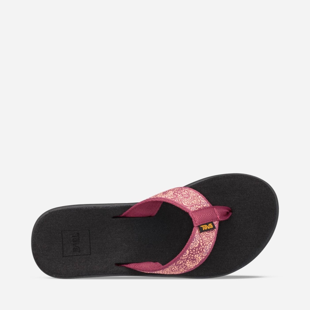 Women's Teva Voya Wedge Flip Flops Red Black | 925867FYG