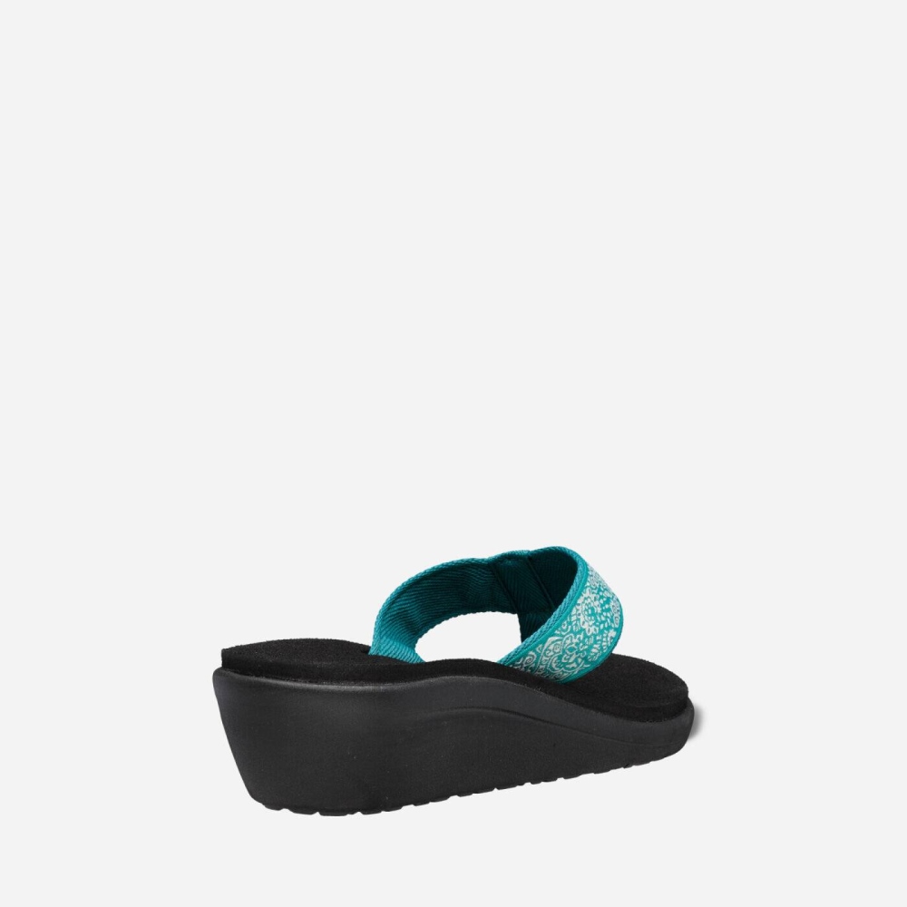 Women's Teva Voya Wedge Flip Flops Turquoise Black | 501974DAF