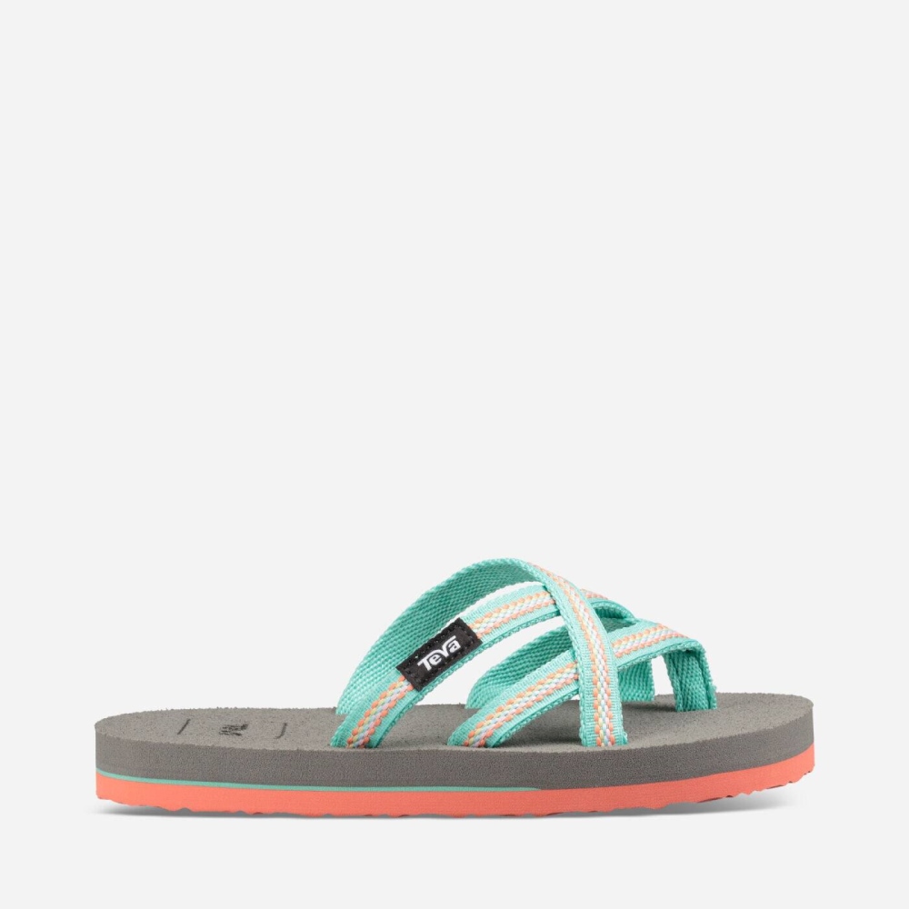 Kids' Teva Olowahu Flip Flops Turquoise | 984320JYM