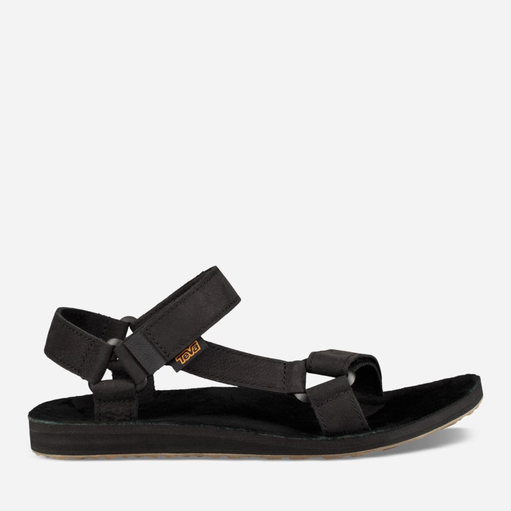 Men's Teva Original Universal Leather Sandals Black | 260385AQN