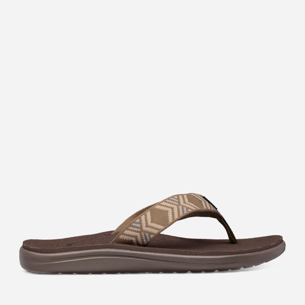 Men's Teva Voya Flip Flops Olive | 402135KNT