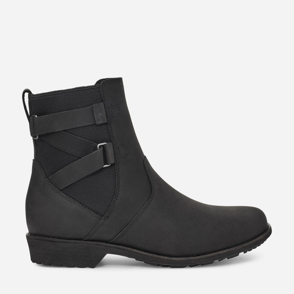 Women's Teva Ellery Ankle WP Boots Black | 603547DOH