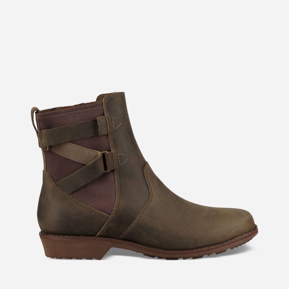 Women's Teva Ellery Ankle WP Boots Olive | 219564DYT