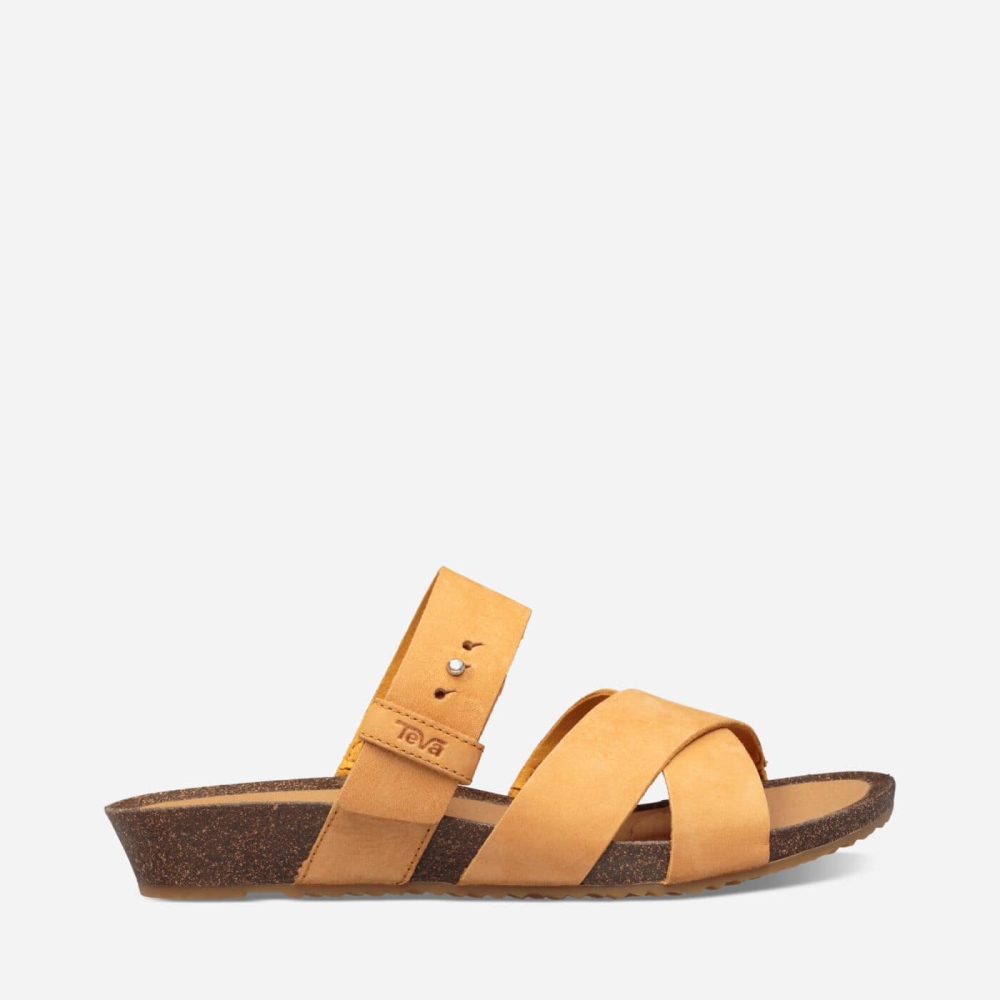 Women's Teva Mahonia Slide Sandals Yellow | 156482HFX