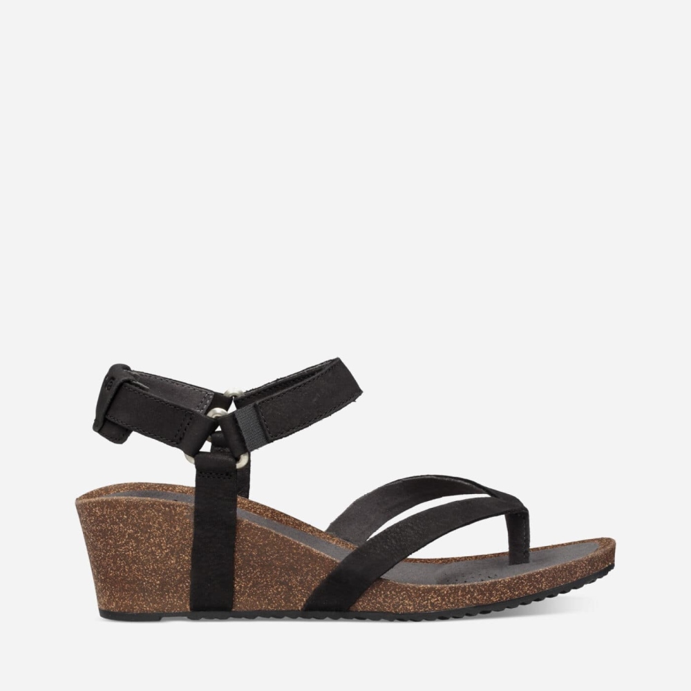 Women's Teva Mahonia Wedge Sandals Black | 701869IRX