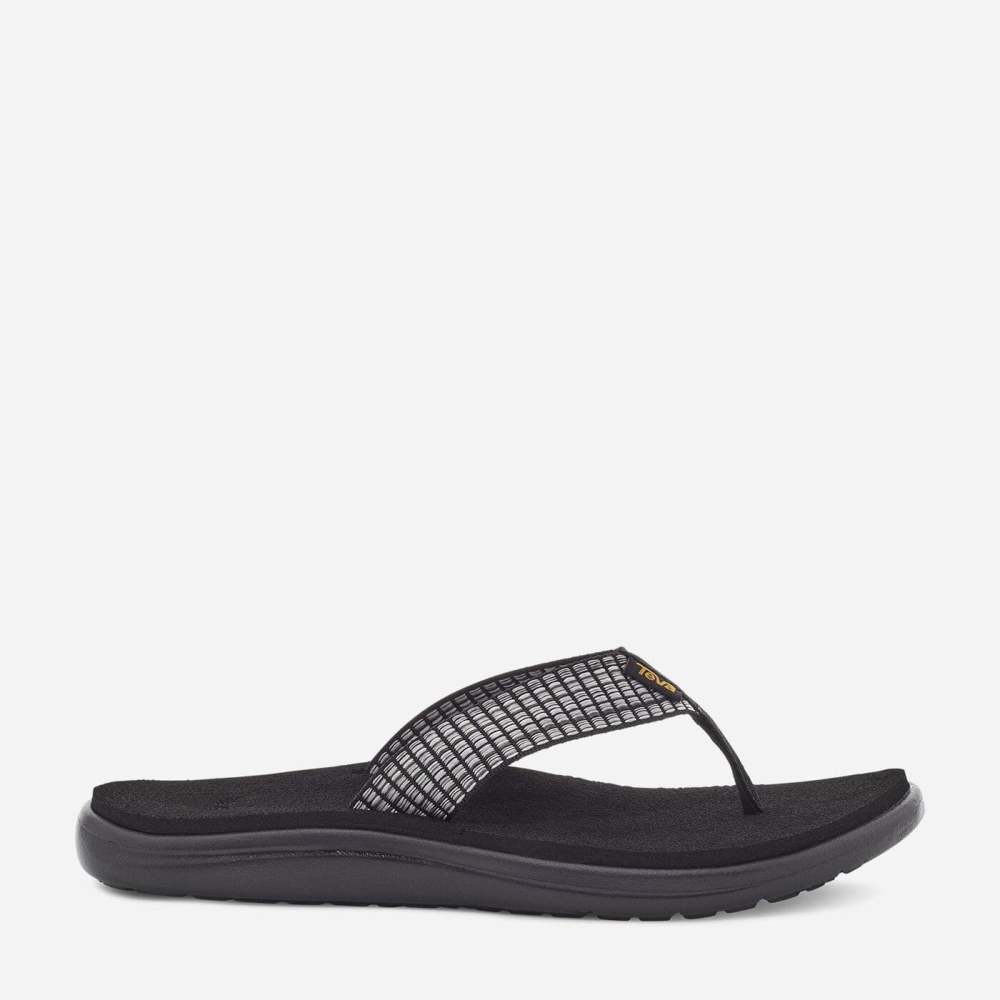 Women's Teva Voya Flip Flops Black White | 731064SCY