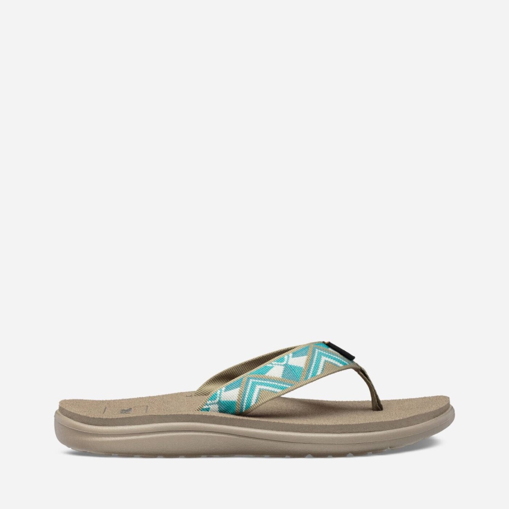 Women's Teva Voya Flip Flops Khaki Green | 526703TRI